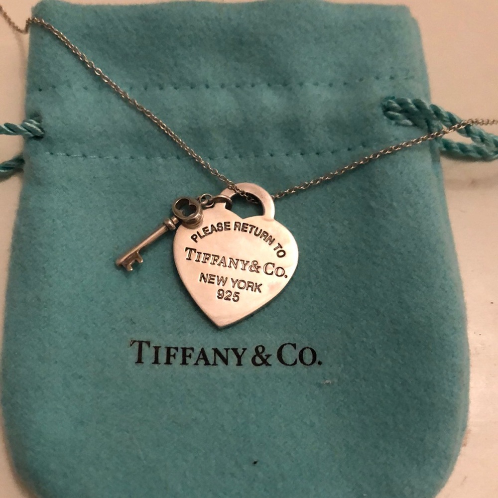 Authentic Tiffany heart necklace with key charm